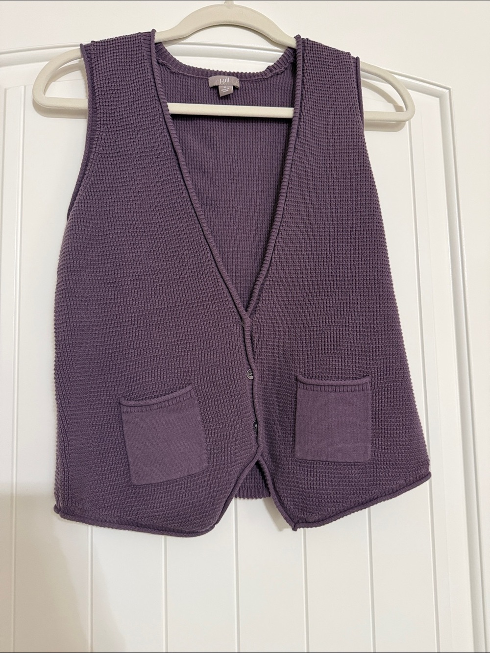 J. Jill Purple Knit Button-Front Vest with Pockets